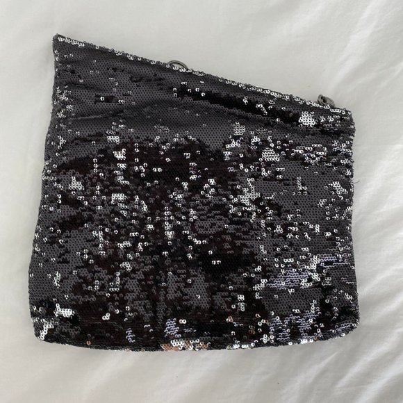 Franchi beaded a-symmetrical black silver clutch - Picture 5 of 12